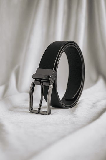 Firme Bag Mens Leather Belt With Buckel | Genuine Leather Belt For Men (Fit Upto 46 Inches, Black )