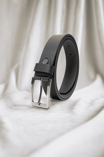 Mens Leather Belt With Fix Buckel | Genuine Leather Belt For Men (Fit Upto 46 Inches, Black )