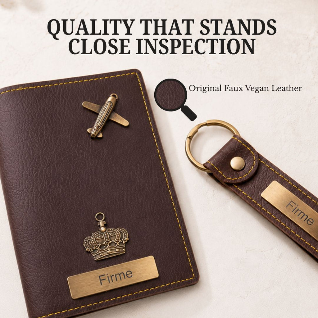 The Signature Gift Combo Set of Six – Premium Faux Vegan Leather Travel Essentials (Personalised Name Available)