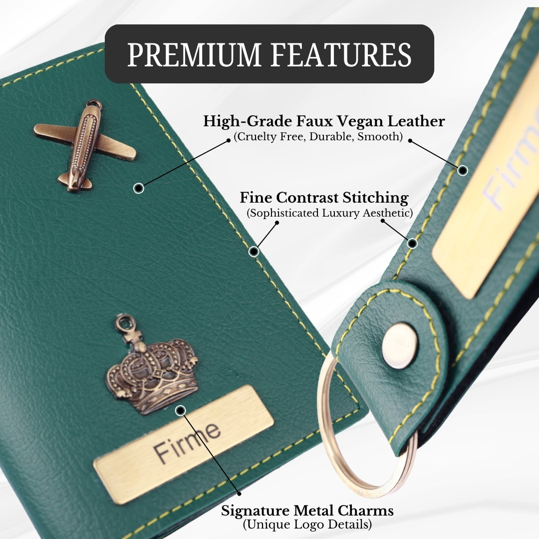 The Signature Gift Combo Set of Six – Premium Faux Vegan Leather Travel Essentials (Personalised Name Available)