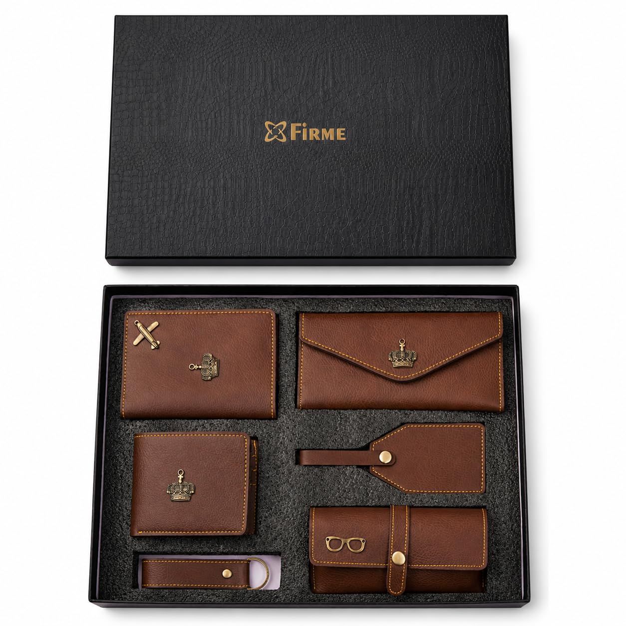 The Signature Gift Combo Set of Six – Premium Faux Vegan Leather Travel Essentials (Personalised Name Available)