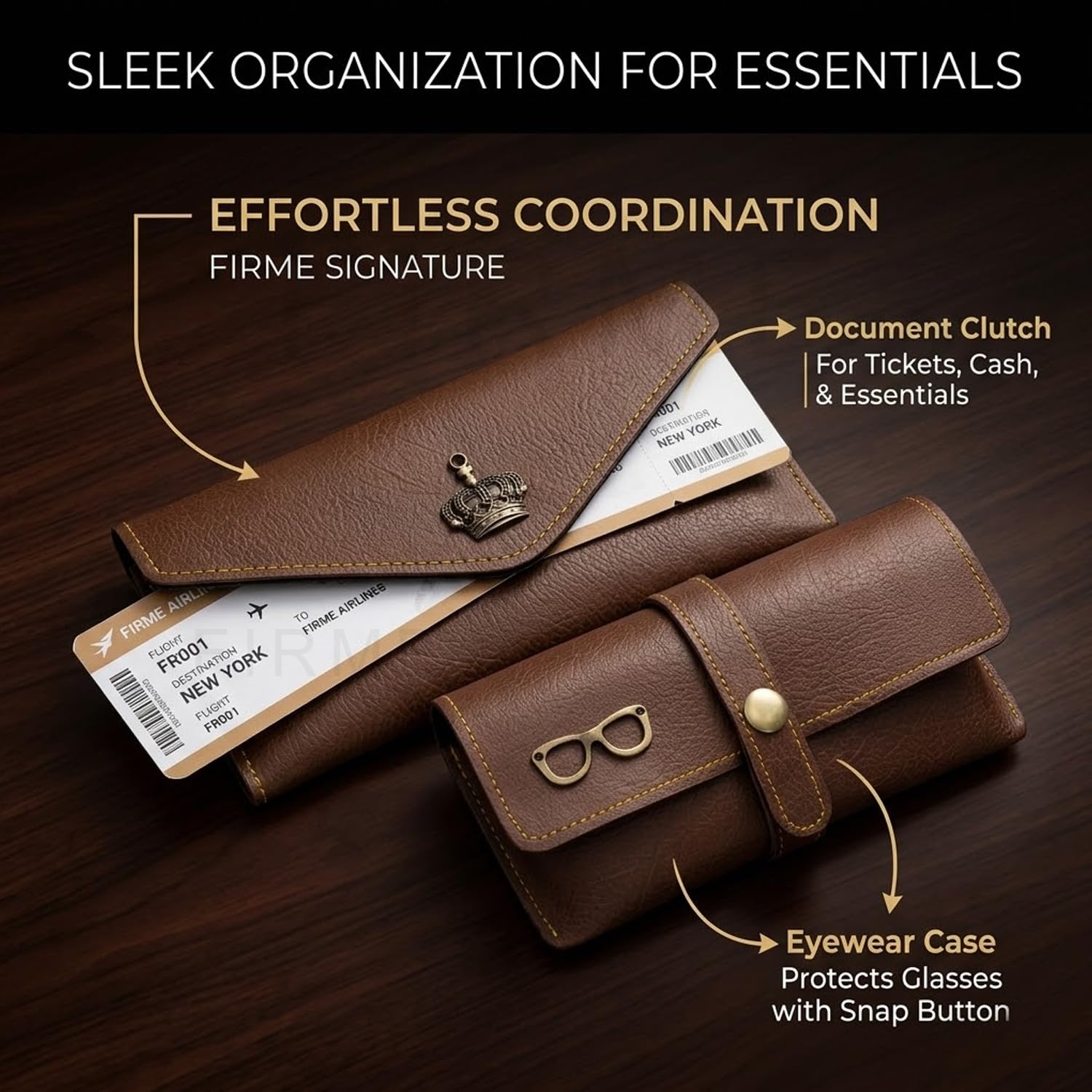 The Signature Gift Combo Set of Six – Premium Faux Vegan Leather Travel Essentials (Personalised Name Available)