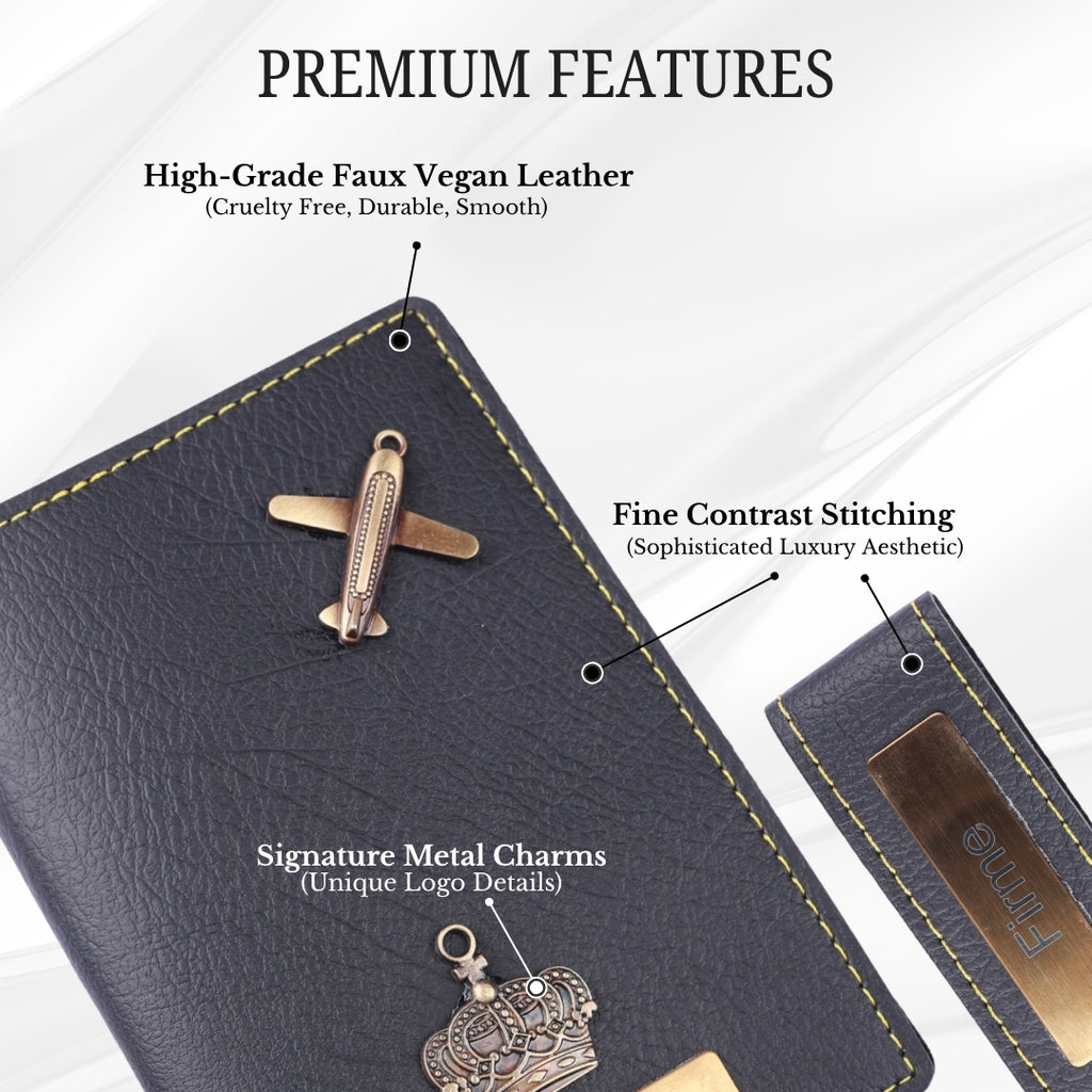 The Signature Gift Combo Set of Six – Premium Faux Vegan Leather Travel Essentials (Personalised Name Available)