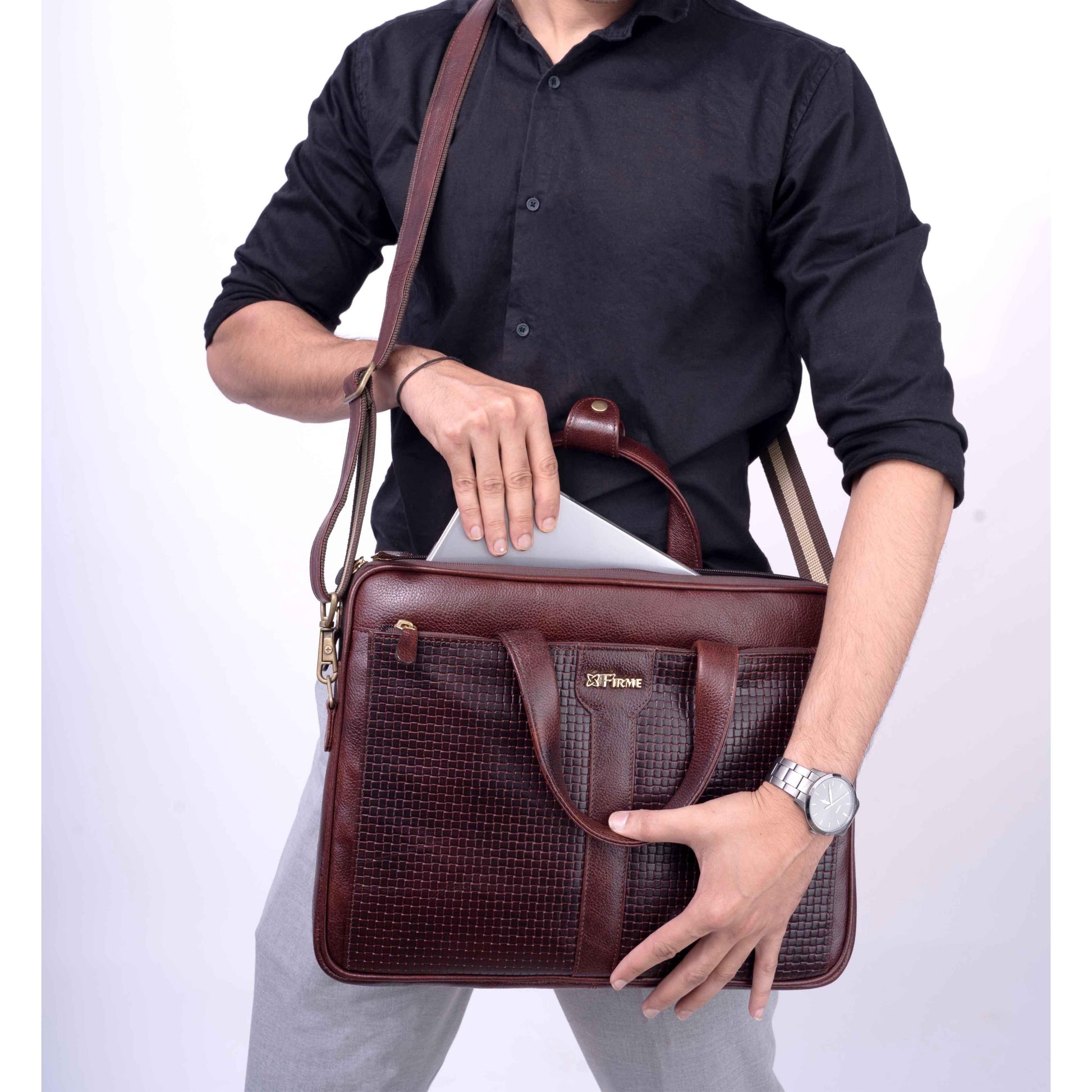 Aries – 1 Leather 15.6' Laptop Bag - Firmebags