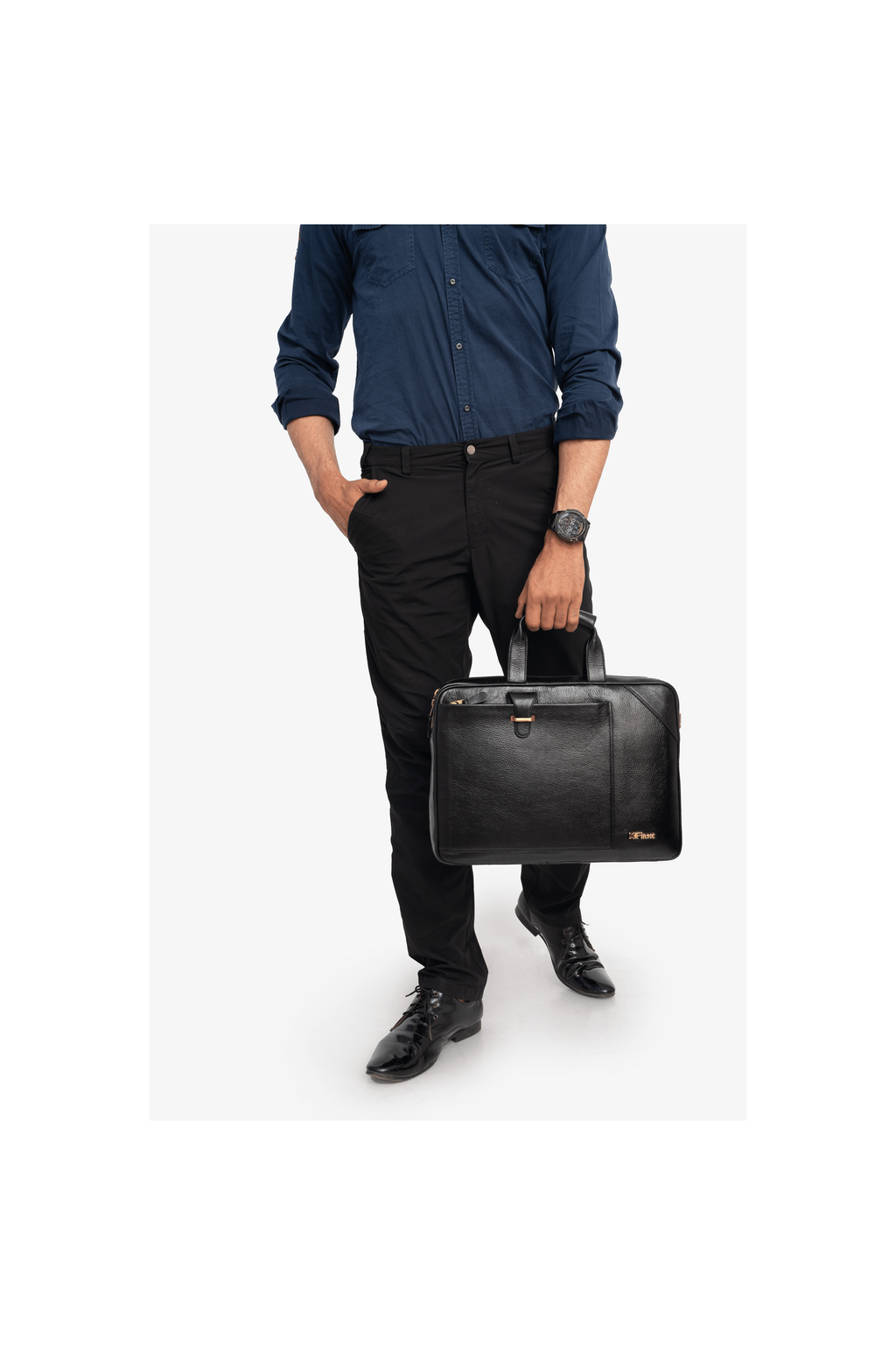 Stud Leather Laptop Bag.