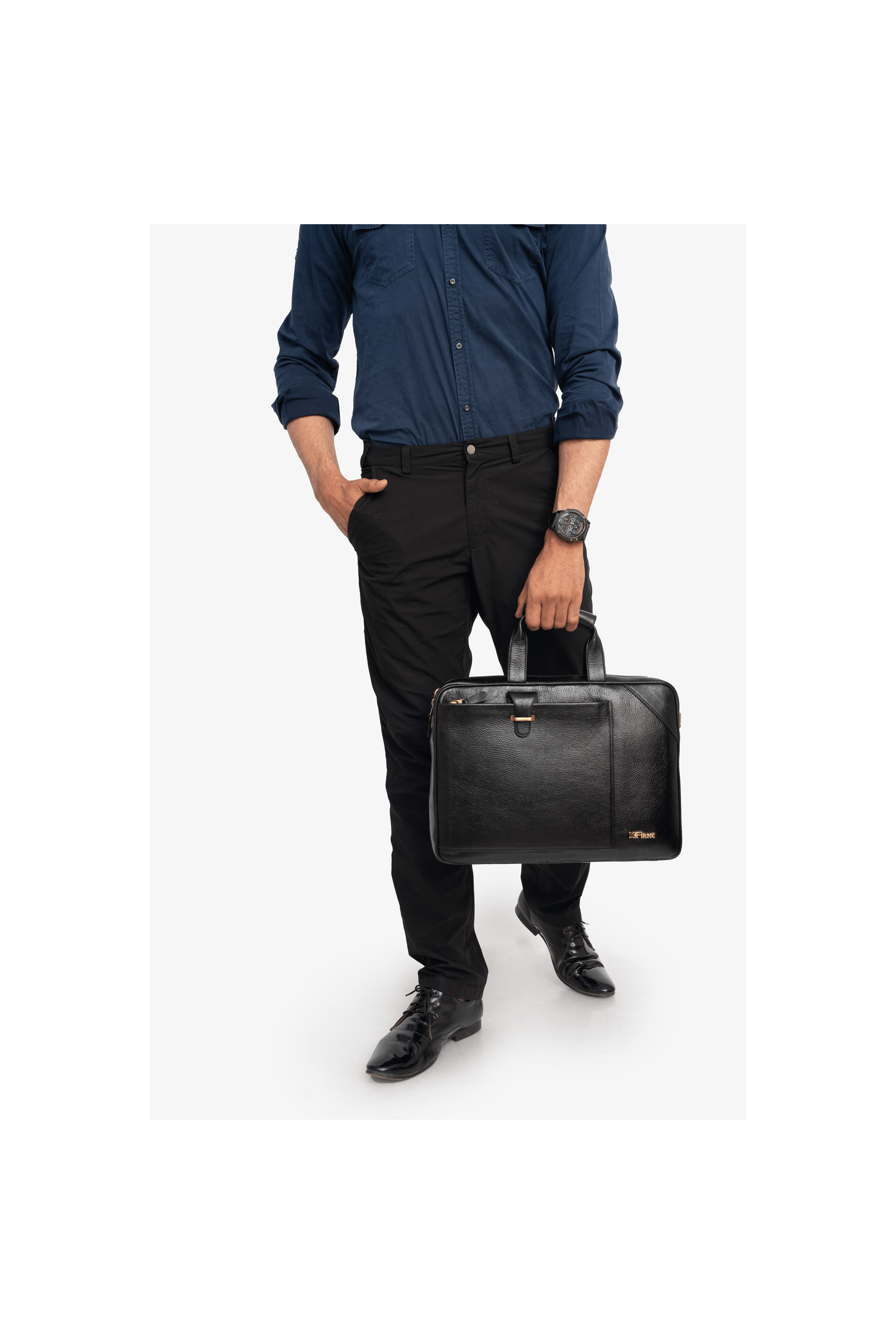 Stud Leather Laptop Bag.