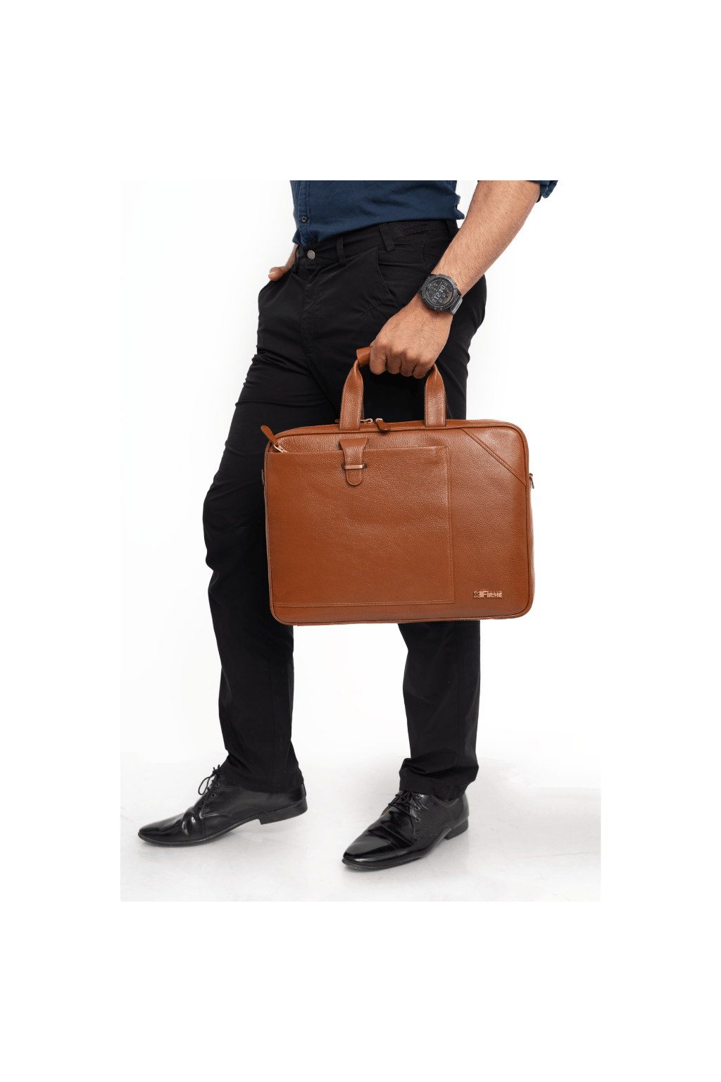 Stud Leather Laptop Bag.