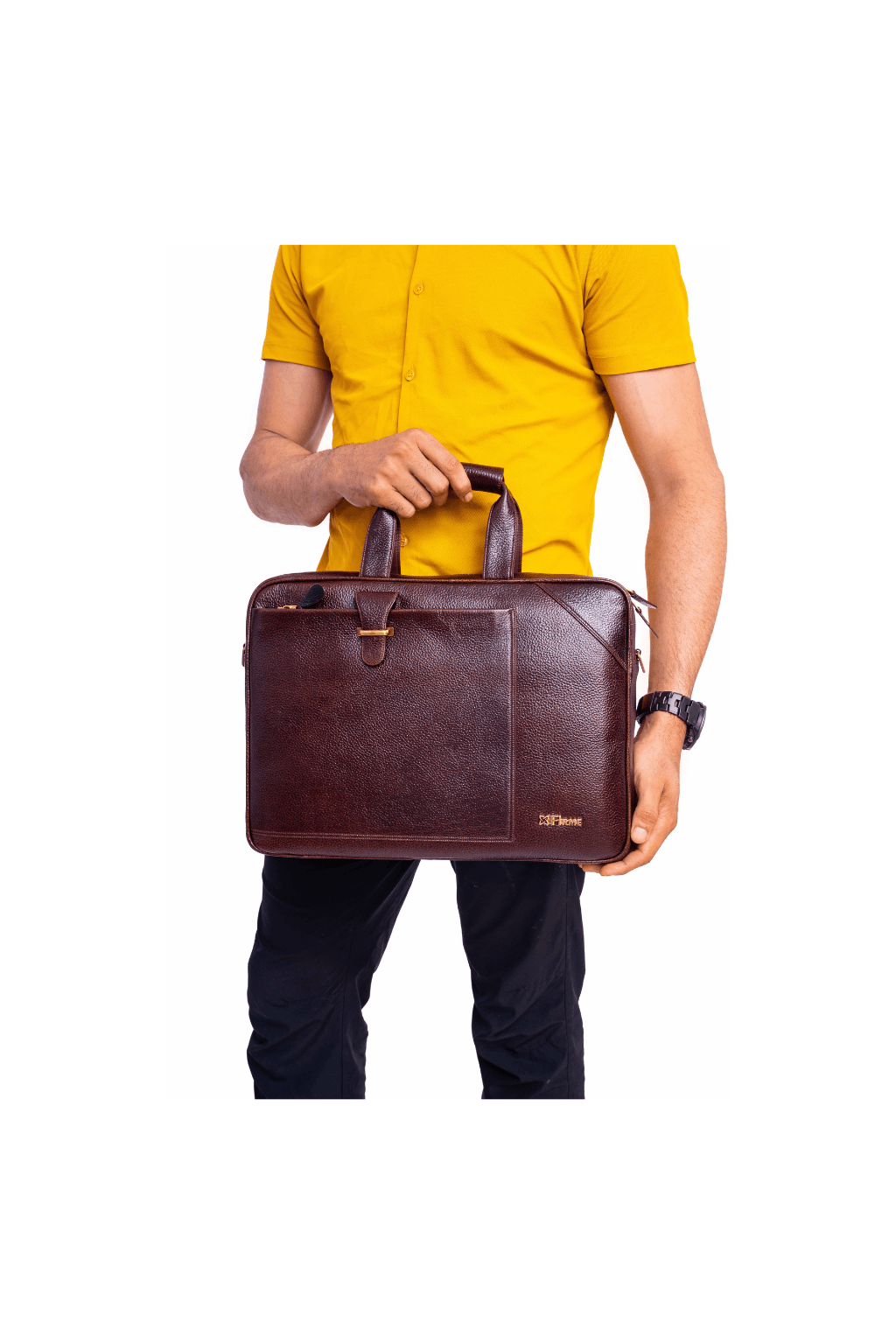 Stud Leather Laptop Bag.