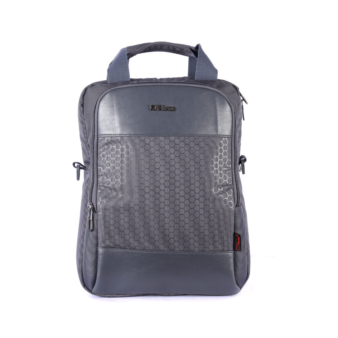 Large black convertible backpack with padded straps and multiple compartments for office use.