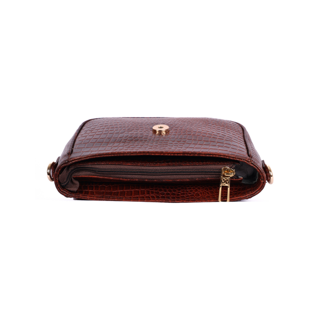 Croco Women’s Genuine Leather Sling Bag – Lightweight, Waterproof, Compact Design