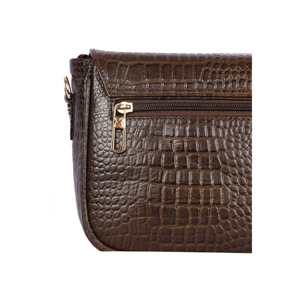 Croco Women’s Genuine Leather Sling Bag – Lightweight, Waterproof, Compact Design