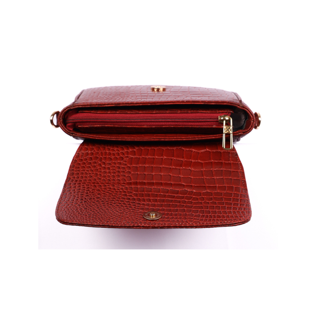 Croco Women’s Genuine Leather Sling Bag – Lightweight, Waterproof, Compact Design