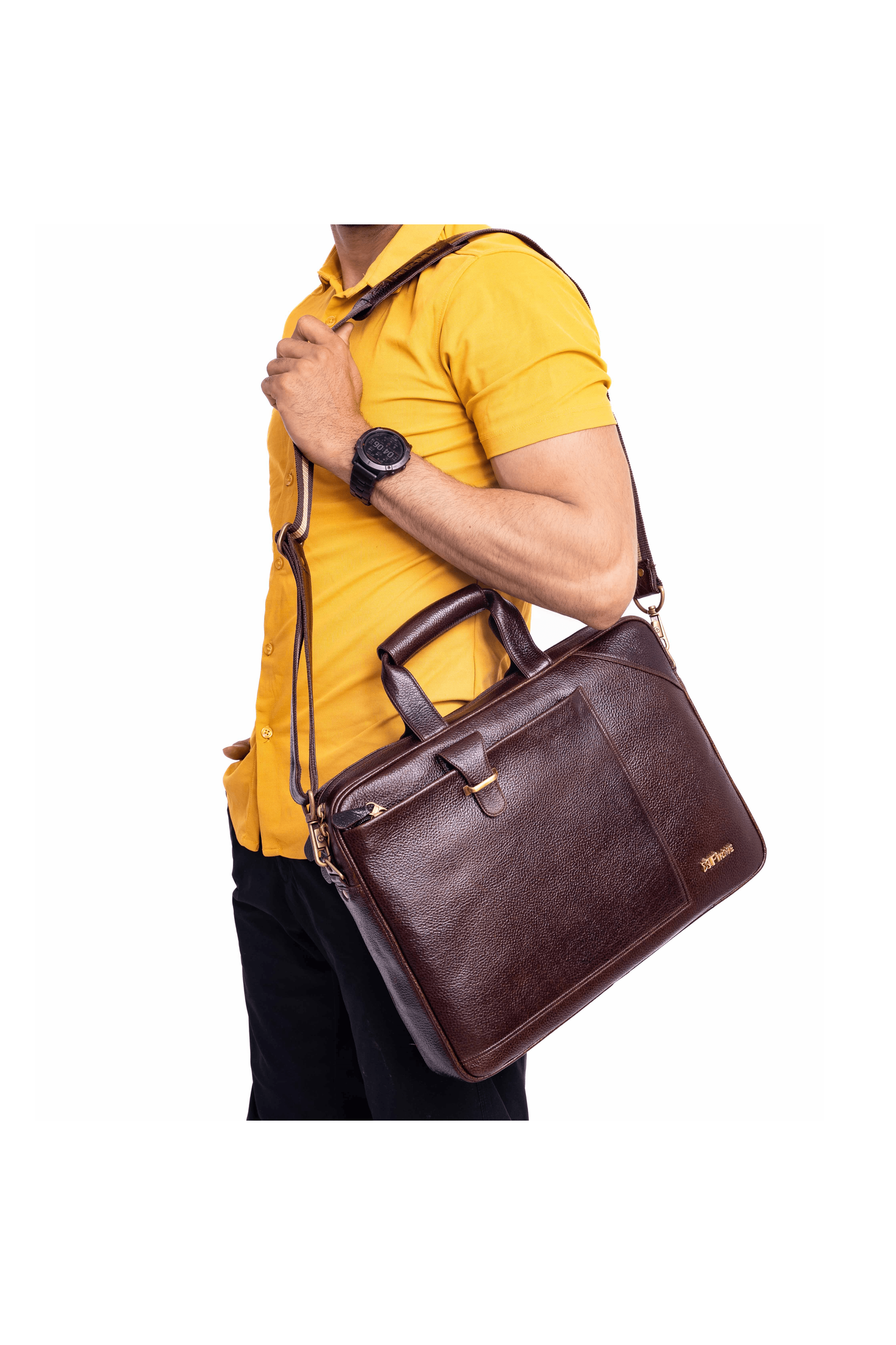 Stud Leather Laptop Bag.