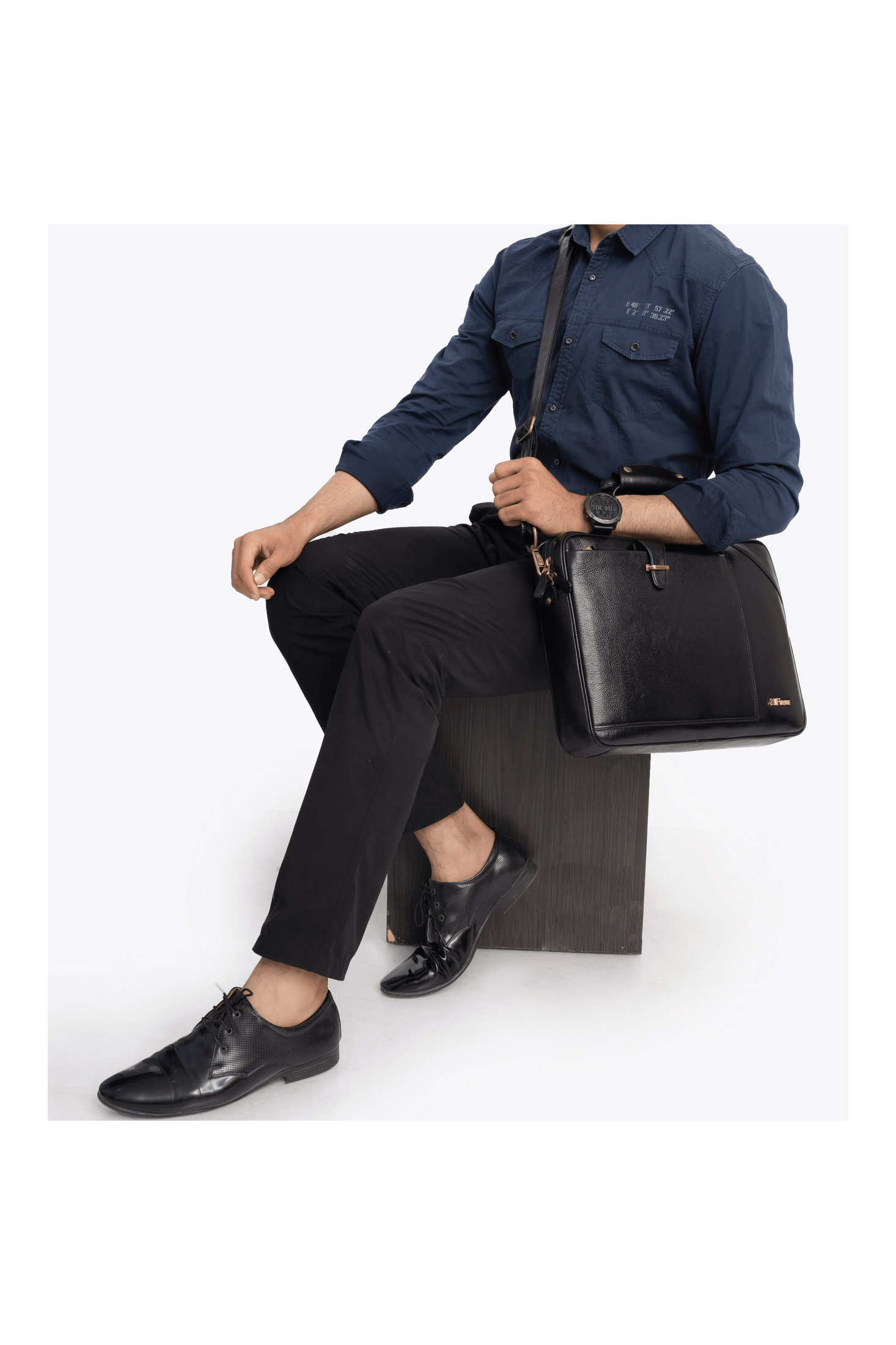 Stud Leather Laptop Bag.