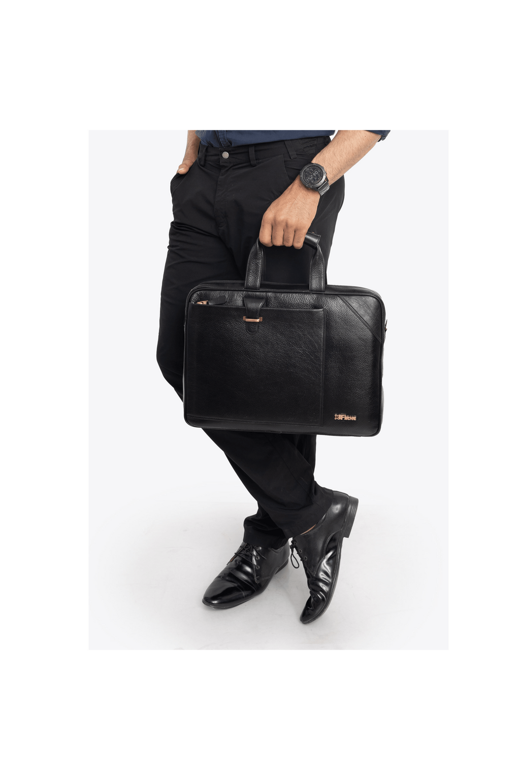 Stud Leather Laptop Bag.