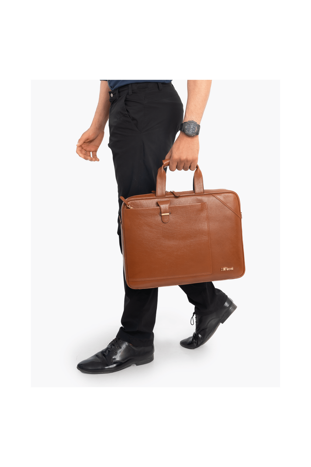 Stud Leather Laptop Bag.