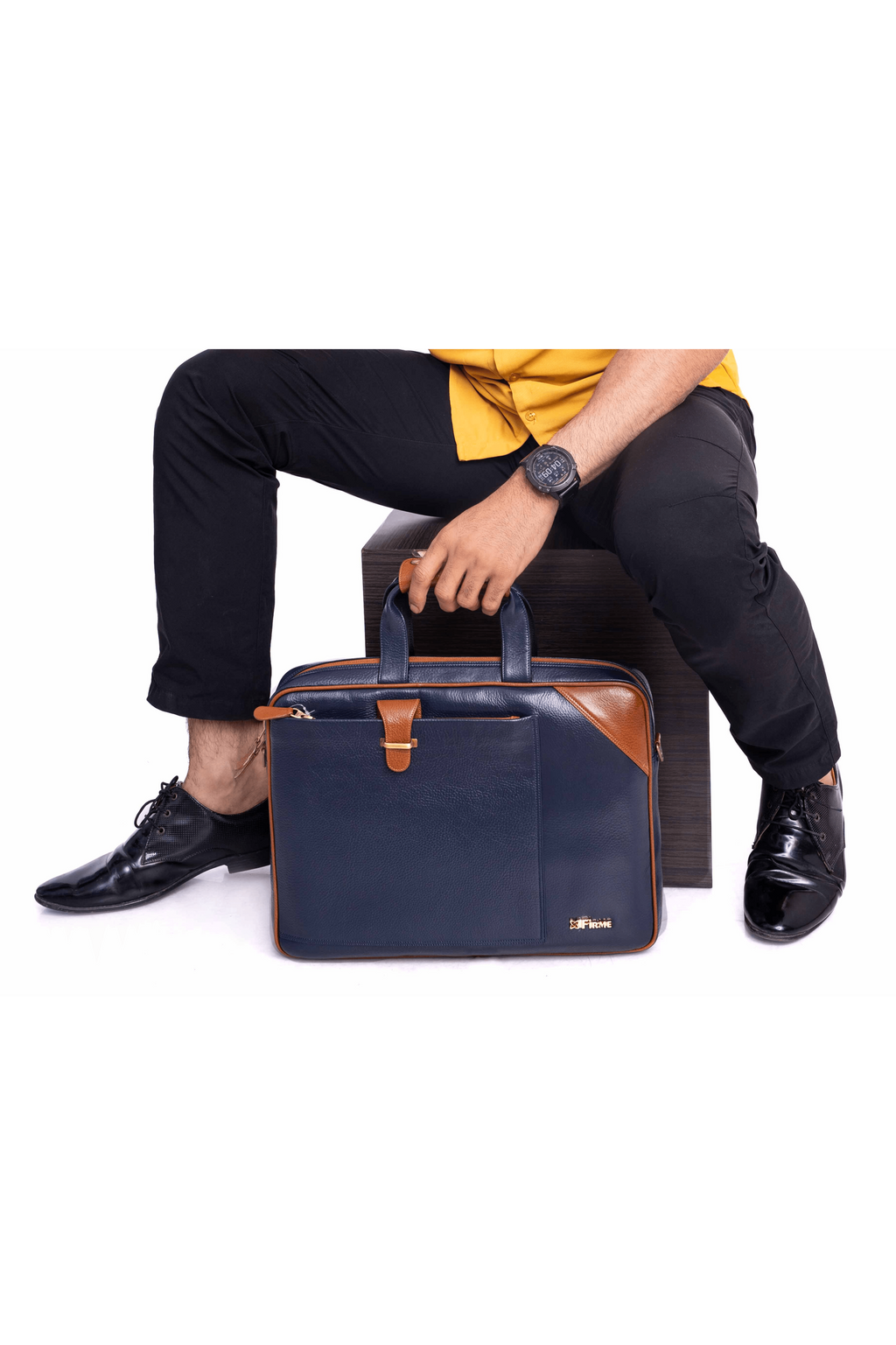 Stud Leather Laptop Bag.