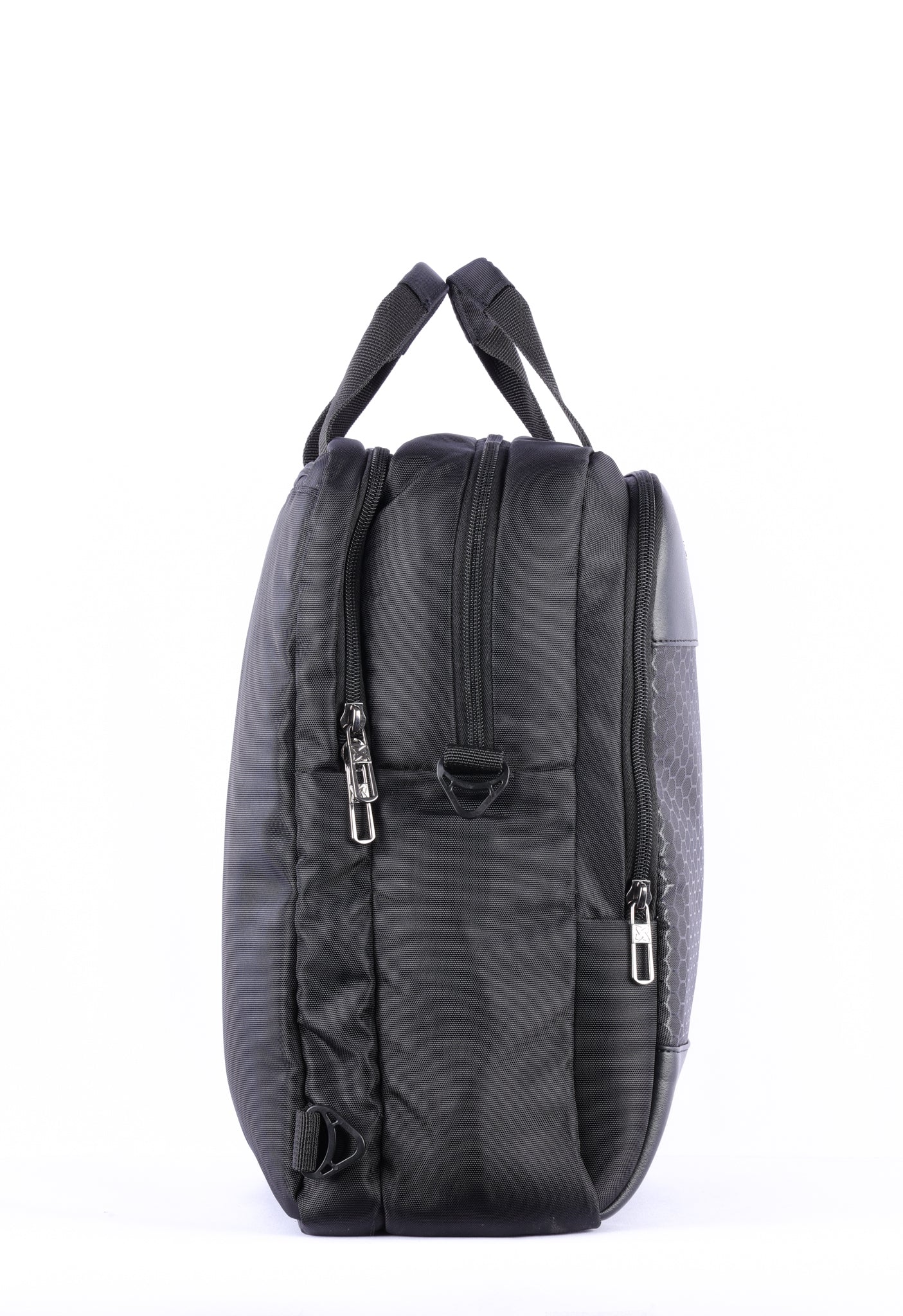 Black convertible 2 in 1 backpack for men with multiple compartments and padded straps