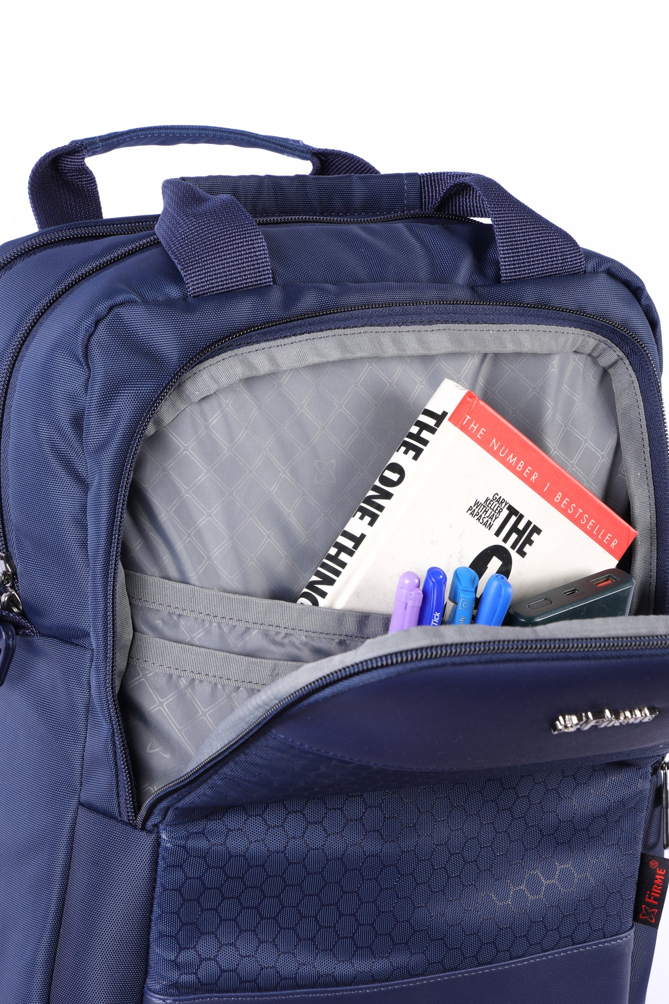 Black convertible backpack with multiple compartments for office use.