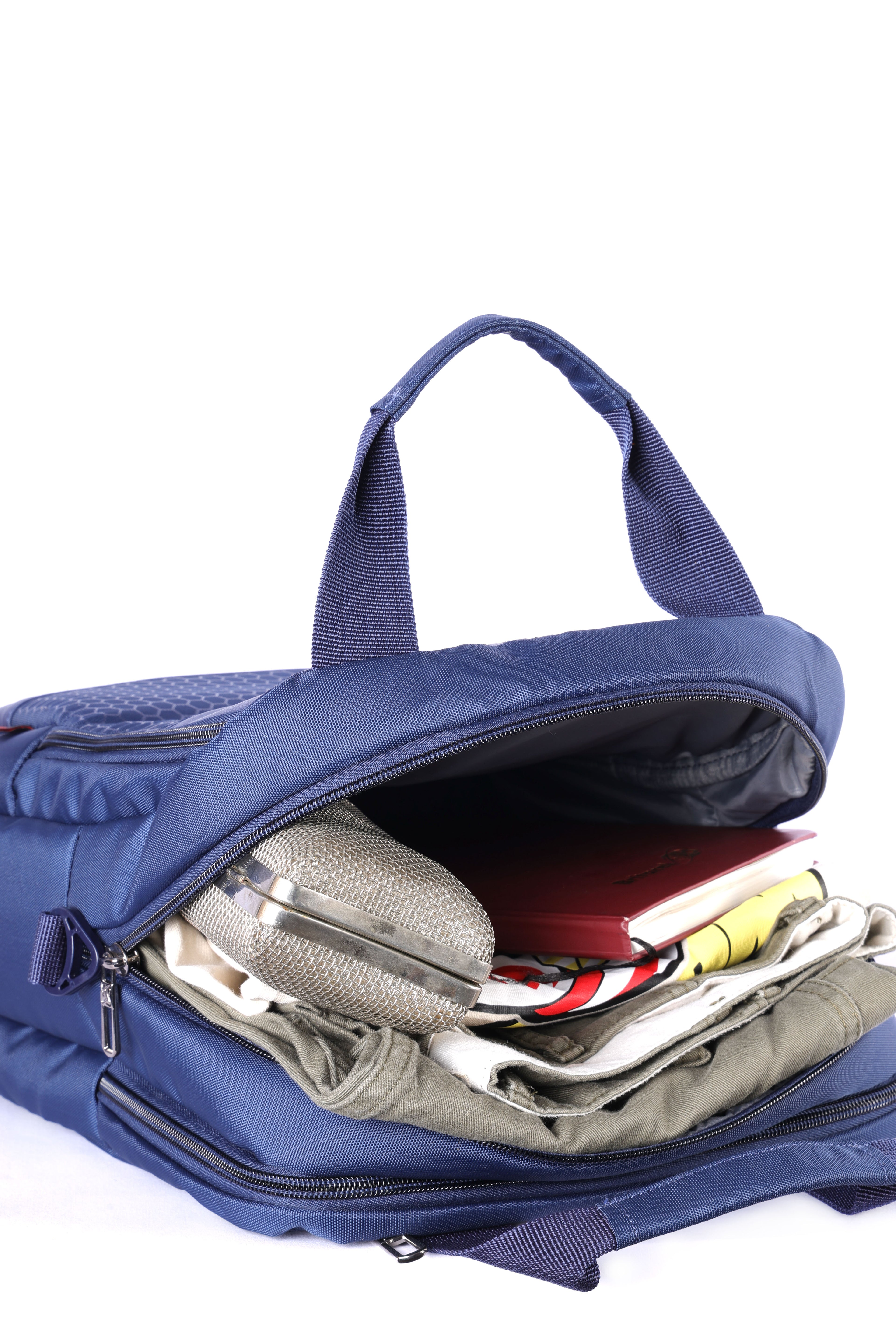 Large black convertible backpack with multiple compartments for office use.