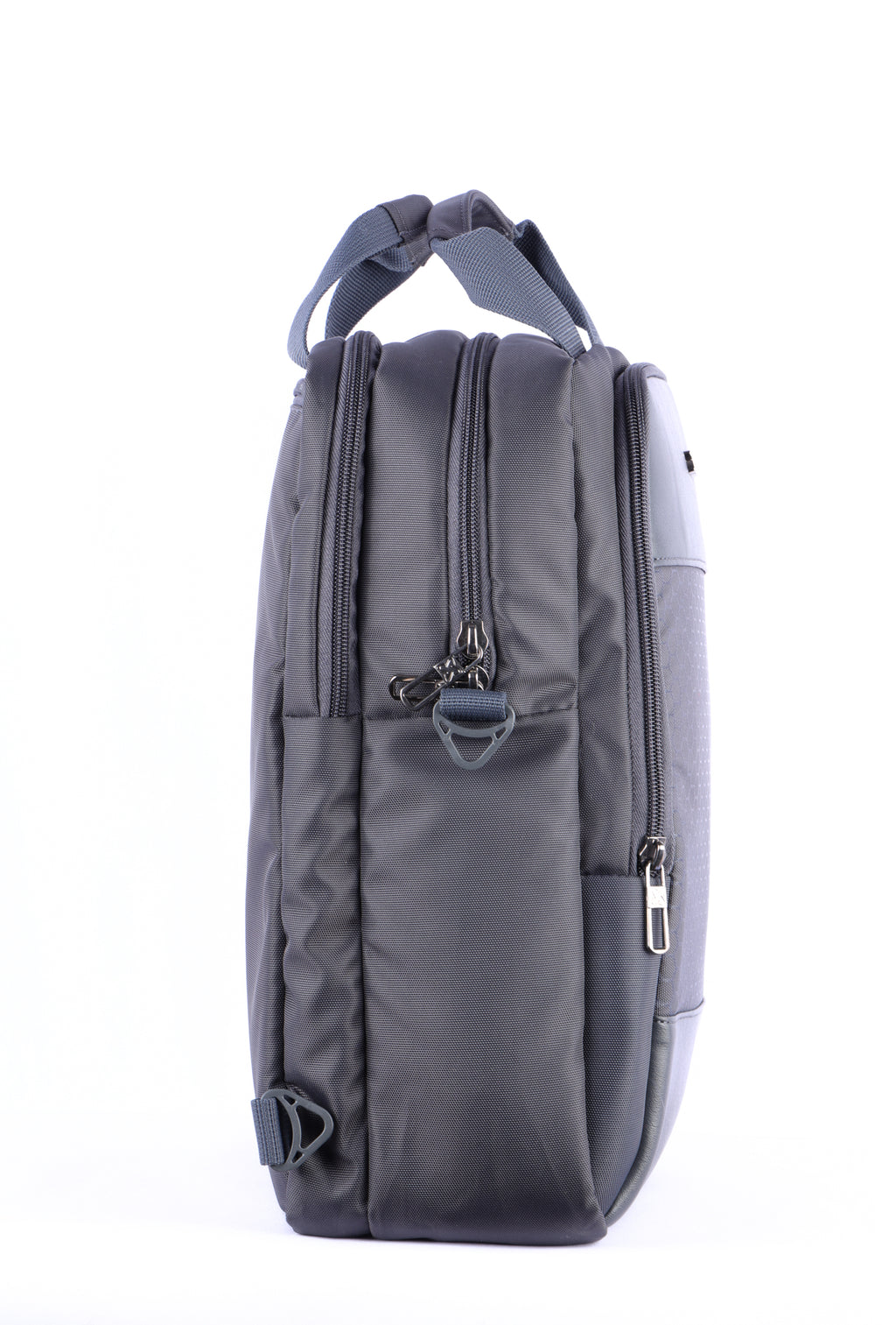 Black convertible backpack with multiple compartments and padded straps for comfort.