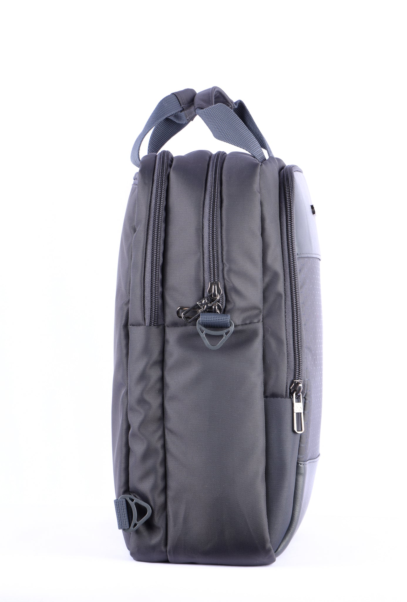 Black convertible backpack with multiple compartments and padded straps for comfort.